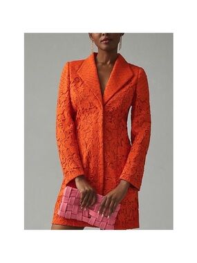 Anthropologie x Pankaj & Nidhi Red Nylon V-Neck Blazer Mini Dress